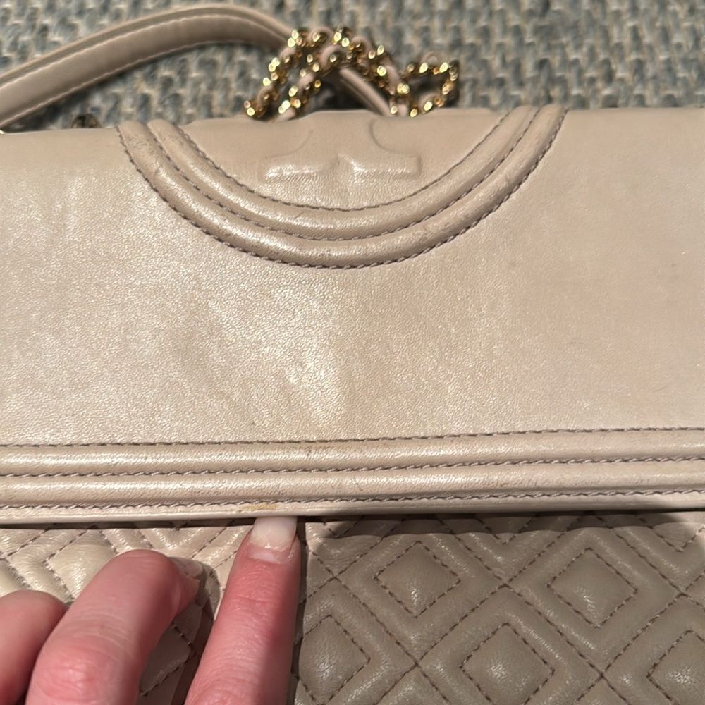 Tory Burch -Authentic Fleming Small Convertible Shoulder Bag Light Taupe - Picture 17 of 17